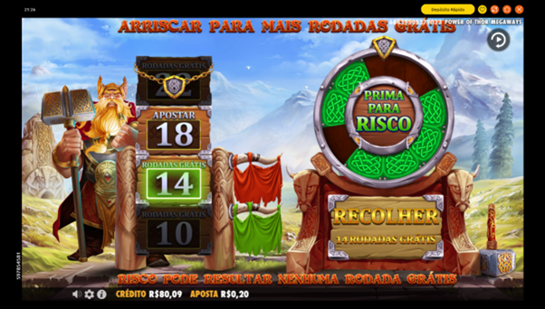 Recurso de aposta ativado no Power of Thor Megaways